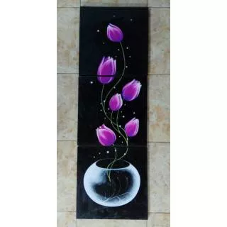 Lukisan bunga tulip ungu vertikal minimalis