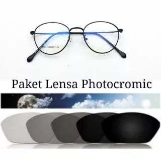 Frame Kacamata Paket Lensa Photocromic Frame Kacamata Bulat Kacamata Wanita Kacamata Berubah Warna