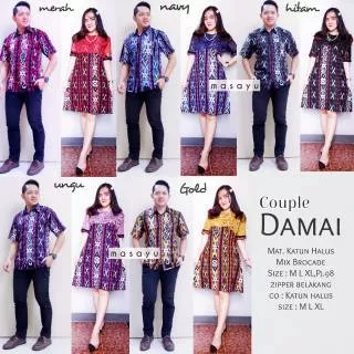 Cp Dress Brokat kombinasi batik motif tenun jepara Couple Damai