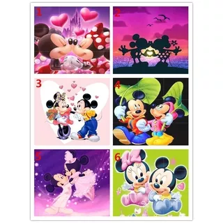 Lukisan Sulaman Berlian 5d Jahitan Bersilang Desain Kartun Mickey Mouse Model Diy