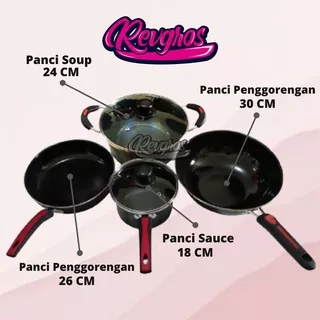 PANCI COOKWARE SET ENAMEL 6 PCS / PANCI SET 4 UKURAN 2 TUTUP KACA ENAMEL / PANCI SET ENAMEL 6 PCS HC