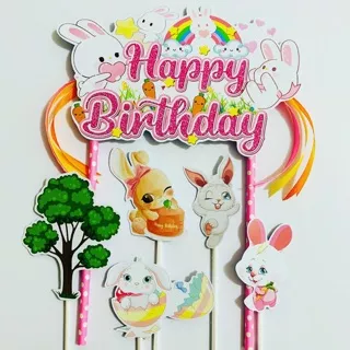 Bunny Cute Pohon / Kelinci Lucu / Topper Cake Birthday / Hiasan Kue Ulang Tahun