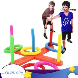 CR-Hoop Ring Toss Plastic Quoits Garden Game Pool Toy Outdoor Family Kids Fun Set