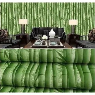 Wallpaper Dinding Motif Bambu Hijau 2 Premium Quality (45cm x 1m)