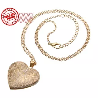 Gold Heart Friend Photo Picture Frame Locket Pendant Chain Necklace R4B6