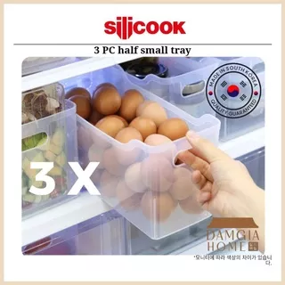 Silicook Korea Food Container Half Small Tray Transparent 3 pcs  - Kotak Makanan Penyimpanan Kulkas Fridge Refrigerator Box Makan