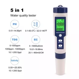 EZ-9909 5 in 1 Salinity/TDS/EC/Temperature/PH Meter Backlight Waterproof