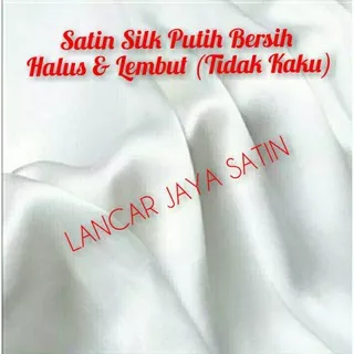 Kain Satin Silk Putih Bersih Halus & Lembut (Tidak Kaku). Kain Satin Silk Polos. Bahan Satin Silk.