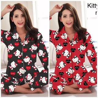 SEASON IND Setelan Piyama PP / Baju Tidur Hello Kitty Love Katun Jepang