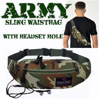 Tas Pinggang Army Elegante Secret Lubang Headset - Waisbag Cowok Army - Tas Dada Pria Army Elegate