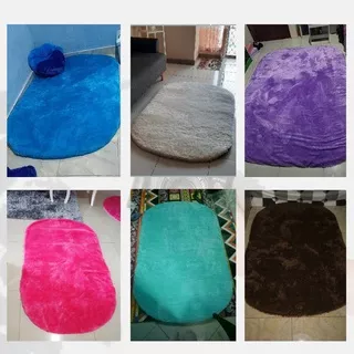 Karpet Oval Bulu Rasfur Dekorasi Kamar Ukuran 100X150X4cm Anti Slip R6T0 Minimalis Murah Best Seller