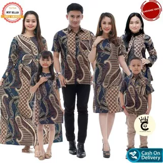 Baju Batik Couple Keluarga Modern Motif Banyu Mili Navy Set Seragam Sarimbit Kerja Atasan Blouse Blus Kemeja Batik Pasangan Pesta Kondangan Suami Istri Ayah Ibu Dan Anak Laki-Laki Cowok Cewek Perempuan Dress Wanita Busui Jumbo Batik Kekinian Murah Terbaru