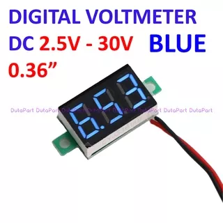 [Duta-TNG] Digital Voltmeter DC 2.5V-30V 0.36 Biru 2 Wire Tanpa Frame Volt Meter