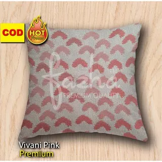 Pillows Sarung Bantal Sofa Kursi Tamu Ekspor Mewah Modern Premium Motif Ikat Pink Merah Muda 40x40
