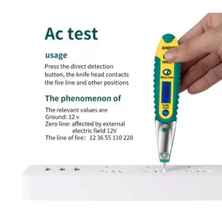 Pengukur Arus Listrik Digital Pencil Tester Voltage Detector AC DC 12 - 250 V