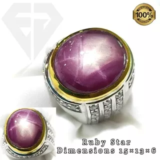 Cincin permata batu ruby star tajam asli natural cincin pria batu akik