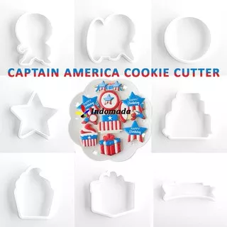 Indomada Cetakan Alat Permotong Cookies Cutter Captain America Avenger 8 pcs Superhero Kue Ultah