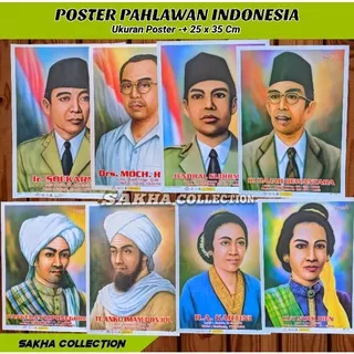 POSTER PAHLAWAN NASIONAL INDONESIA UK. 25 X 35