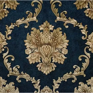 Wallpaper Dinding klasik Gold Murah Vinyl Premium Motif Batik Bunga Tekstur Timbul Mewah Elegan