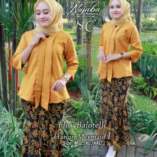 Setelan kebaya kutubaru floy polos & rok duyung / maroon / navy / abu / cream / dusty / gold / mocca