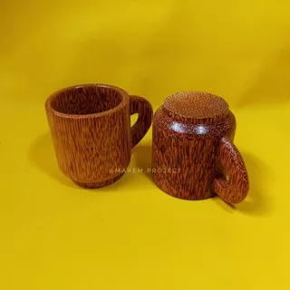 Gelas Mug teh kayu cangkir kopi kayu dari pohon kelapa glugu