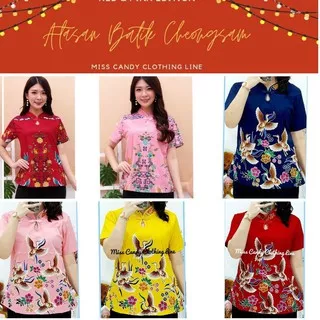 Atasan Batik Cheongsam  Merah / Atasan Cheongsam Modern JUMBO / Atasan Batik Cheongsam Pink (KODE F9