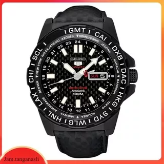 Jam Tangan Pria Seiko 5 Sports SRP723K1 Automatic Black Dial Black Leather Strap Limited Edition