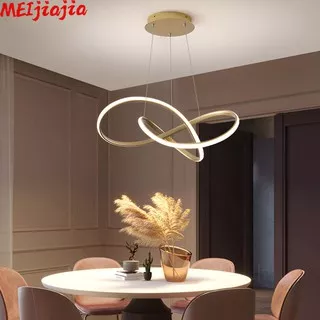 Lampu gantung ruang makan led modern minimalis kepribadian kreatif cincin rumah ruang makan meja bar pencahayaan lampu kamar tidur