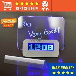 ALARM DIGITAL PLUS MEMO BOARD MODERN UNIK MINIMALIS DEKORASI KAMAR LED JAM WEKER DISPLAY ALAREM LCD