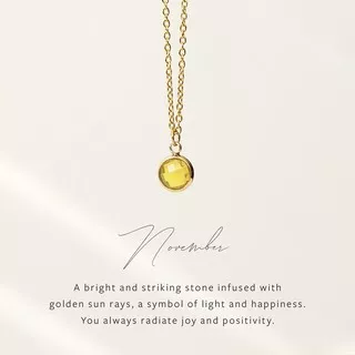 November Birthstone Dainty Gold Necklace — Citrine