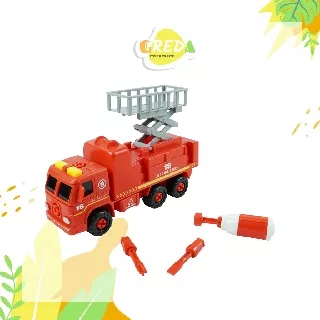 Greda DIY toys Fire Truck Assembly mainan bongkar pasang truk pemadam