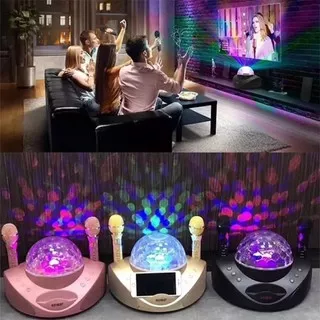 Speaker Karaoke Wireless Bluetooth SDRD SD 308 Original Speaker Microphone SD308 Family KTV Karaoke Microphone Dual Microphone Speaker Karaoke + Lampu LED Bola Crystal SDRD SD-308 ORIGINAL SDRDBT/USB/TF