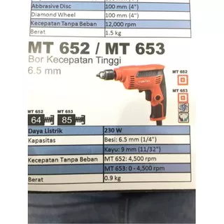 MT653 MESIN BOR TANGAN ELECTRIC DRILL 6,5mm 6.5 mm MT 653 MAKTEC