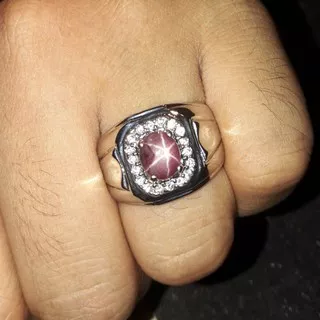 Cincin Batu Permata Ruby STAR TAJAM LURUS JELAS