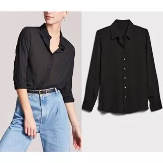 Kemeja Wanita H&M Black Kemeja Hitam Wanita Kemeja Kerja Wanita Original Branded