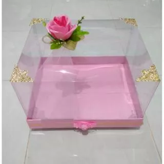 Kotak hantaran pink muda pakai tile