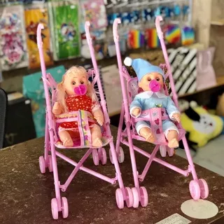 Mainan anak dorongan stroller boneka bayi nangis , mainan baby nangis, baby lucu