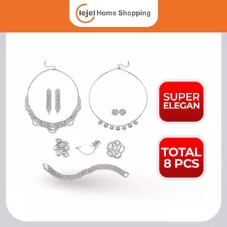 GAETANO Party Jewelry Set Perhiasan Korea 8pcs - Lejel Home Shopping