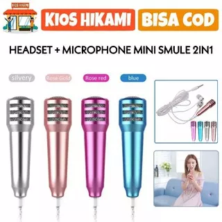 Headset Mic Smule Mini 2in1 Karaoke Microphone Telfon Telepon Universal Tiktok Rekaman Murah COD