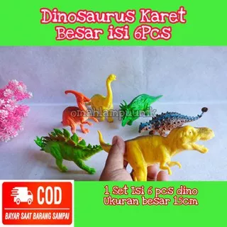 Mainan Anak Edukasi Mainan Dinosaurus Karet Besar 15-17cm Isi 6Pcs Dino Murah