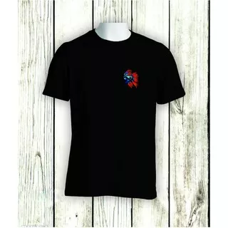 KAOS IKAN CUPANG BIRU MERAH - Kaos Ikan Cupang - Tshirt Baju Bettafish Ikan Cupang hitam