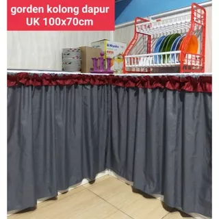 Grosir Gorden kolong Dapur Rumbai Murah Motif Embos Abu