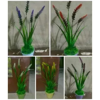 bunga hias artificial imitasi palsu plastik alang alang lavender
