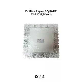 Doilies Paper Oval SQUARE 12,5 X 12,5 inch - Kertas Alas Kue isi 100 Lembar
