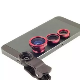 Lensa Fisheye 3IN1 Jepit Universal Clip Lens Fish Eye Macro Wide Angle 3 IN 1 Kamera HP. KUALITAS LAGI BAGUS