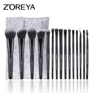 Brush Make Up Makeup Zoreya 15 PCS / SET Bulu Lembut SUper Halus Dengan Pouch - ZZ15 Make Up Brush Super Soft