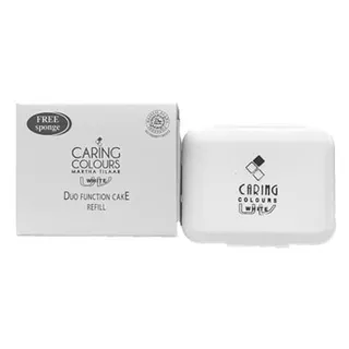 CARING COLOURS REFILL DUO FUNCTION CAKE UV WHITE . ISI ULANG BEDAK