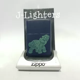 Zippo Original 49515 Lucky Elephant Laser Engraving Navy Blue Matte