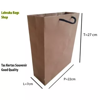 Tas Kertas Polos Cokelat Souvenir Nikahan Hajatan Ulang Tahun  Bagus Kuat size 22x8x27 cm