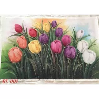 Lukisan Bunga Tulip Ukuran 135x85 / 120x60 / 90x60 / 80x60